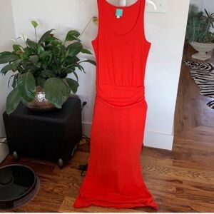 August Salt Red Maxi Tank Dress Sz XS Stretchy Long Beach Summer Comfy